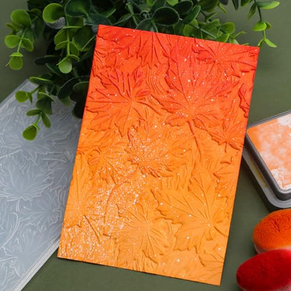 Briartw 3D Embossing Folder for Card Making Adding Textured Detail to Paper Crafting 6.3x4.5inch Clear Texture Plate Perfect for Heavyweight Cardstock (≥250gsm/92lb),Maple Leaf Texture Template - color: Maple Leaf