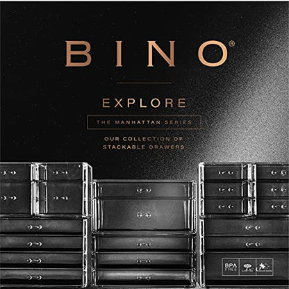BINO | 5-Drawer Makeup Organizer, Lexington Avenue | THE MANHATTAN SERIES | Modular Design Storage Drawers | Vanity Acrylic Organizers | Stackable Storage Bins | Clear Makeup Organizers And Storage