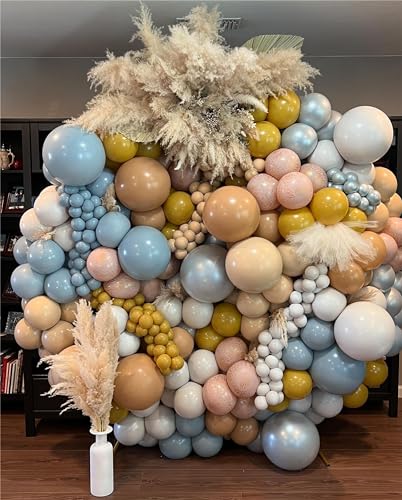 Double Stuffed Balloons Dusty Blue Different Size 115Pcs 5/10/12/18" Slate Dusty Blue Balloons Garland for Birthday Baby Shower Bridal Shower Gender Reveal Bear Neutral Theme Party - color: Slate Blue