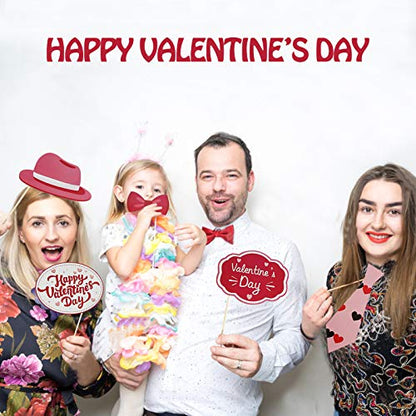 Valentines Day Photo Booth Props Kit, 28PCS Photography Props, Funny DIY Picture Selfie Accessories for Valentine’s Day Wedding Party Suppliers Favor Birthday Shower Decoration Decor