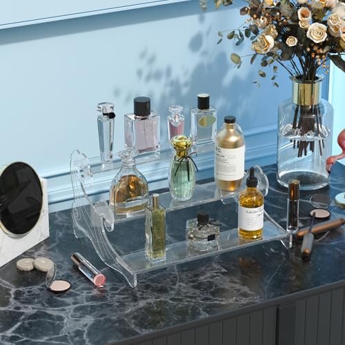 3-Tier Acrylic Display Shelf for Perfume Organizer, Cupcake Stand, Collectible Figures - Clear Fragrance Rack, Dessert Tower