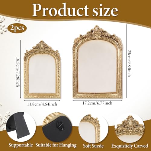 2 Pcs Gold Resin Jewelry Display Stand with Velvet Backing, Vintage Necklace Organizer Ring Holder Earring Holder Jewelry Photography Props Frame for Women Wedding Gifts