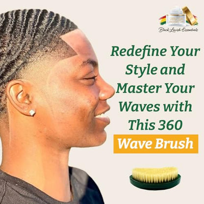 360 Wave Brush, Build Deeper Waves, Soft & Hard Boar Bristle Curved Brush, Black Lavish Essentials Signature (Soft, Emerald Green) - color: Emerald Green, size: Soft Brush