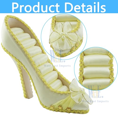 Ring Holder High Heel Shoe Design Fashion Jewelry Organizer Display Birtyday Gift (Yellow) - color: Yellow