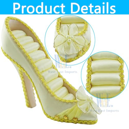 Ring Holder High Heel Shoe Design Fashion Jewelry Organizer Display Birtyday Gift (Yellow) - color: Yellow