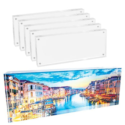 Mammoth DuraClear Magnetic 3x8 Frame - Frameless, Thick Acrylic Design - Ideal for Modern Decor, Graduation Photos, and Keepsakes - Compatible as 3x7 Picture Frame (5 Pack) - size: 3x8 Frame (5 Pack)