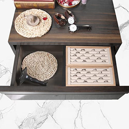 Bamboo Ring Holder,Ring Display Stand,Jewelry Organizer Stand for Rings Earrings Selling（Beige） - color: Beige