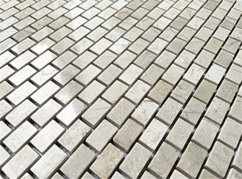 Stone Center Online Crema Marfil Marble 5/8x3/4 Mini Brick Mosaic Tile Polished Kitchen Bath Wall Floor Backsplash Shower (1 Sheet)