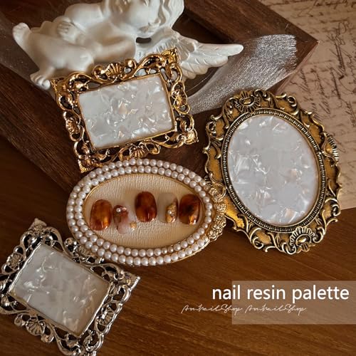 2 Pcs Nail Art Palette Nail Mixing Palette Polish Color Mixing Plate Golden Edge Nail Holder Display Board Cosmetic Mixing Tools (Gold) - color: Glod/Two Pieces