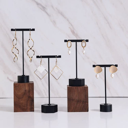 4Pcs Black Metal Earring T Bar Stand Retail Display Holders for Show, Jewelry Online Stores Photography Display Props (Black 4pcs) - color: Black 4pcs