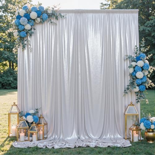 10x10FT Silver Sequin Backdrop Curtain for Party - 2 Panels 5x10FT Wrinkle-Free Shimmer Drapes for Birthday, Wedding, Christmas, Decorations & Photography - color: Silver, size: 5FT x 10FT(2 panels)