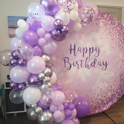 Purple Silver Balloons, 12 Inch Metallic Purple Silver Balloons Light Purple Silver Latex Balloons Lavender Silver Confetti Balloons for Princess Party Girl Birthday Wedding Baby Shower Decorations - color: Purple and Silver