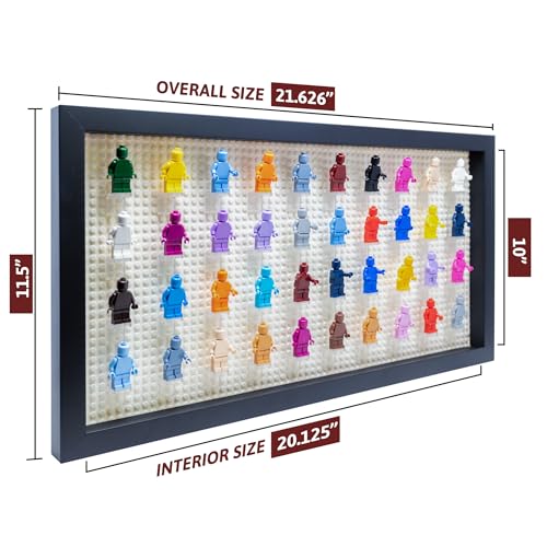 Figurine Display Case 10x20.125 Black Shadow Box for Miniature Figures 10x20.125 Black Wood Shadow Box with White Base to Display Up to 56 Block Figures - color: Black With White Backing, size: 10x20.125