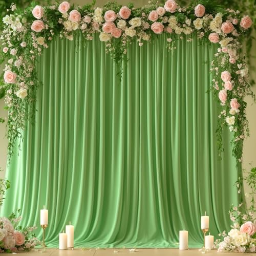 8x10FT Sage Green Backdrop Curtains for Wedding Parties, Wrinkle Free Polyester Photography Backdrop Drapes for Wedding Baby Shower Birthday Parties Stage Background Stand Decorations 4x10ft,2 Panels - color: Sage Green, size: W4' x H10'(2 Panels)