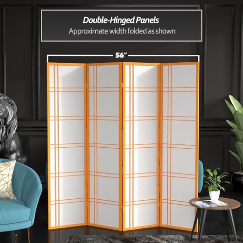 Red Lantern 6 ft. Tall Double Cross Shoji Screen - Honey - 4 Panels - color: Honey, size: 4 Panel
