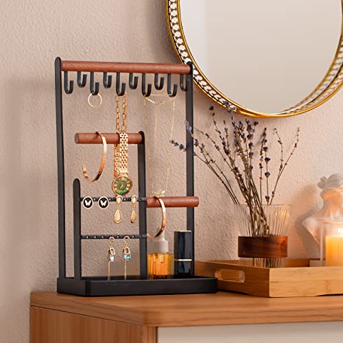 ProCase Cute Jewelry Stand, Aesthetic Jewelry Organizer for Dresser Vanity, Jewelry Holder Display for Necklaces Earrings, Gifts for Teen Girls Women, Bedroom Dorm Decor -Medium, Black - color: Black, size: 12.6" Height