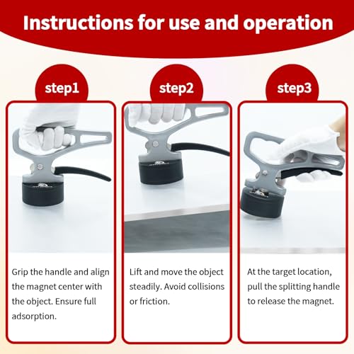DTLHCNCT Strong Magnetic Pickup Tool with Quick Release Handle,Portable Lifting Magnet for Welding Positioning,Laser Cutting,Material Collection Ergonomic Design for Iron Plates, Steel & Metal Objects