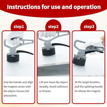 DTLHCNCT Strong Magnetic Pickup Tool with Quick Release Handle,Portable Lifting Magnet for Welding Positioning,Laser Cutting,Material Collection Ergonomic Design for Iron Plates, Steel & Metal Objects