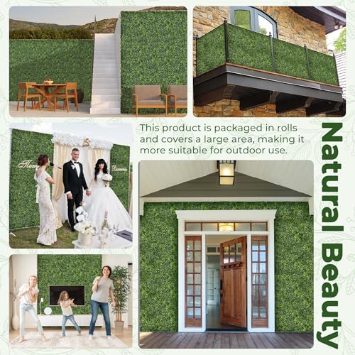 Artificial Boxwood Backdrop Roll: 72"x144" (72 sqft) UV-Anti Greenery Faux Grass Hedge for Indoor Outdoor Green Wall Decor, Patio Privacy Screen, Garden Fence Covering - size: 72"X144"