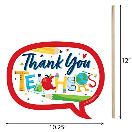 Big Dot of Happiness Funny Thank You Teachers - Teacher Appreciation Photo Booth Props Kit - 10 Piece