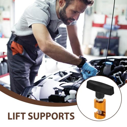PRETYZOOM Universal Car Hood Lift Support Clamp, Hydraulic Strut Fixing Holder for Automotive Hood Prop Tool, Anti-slip Gold Metal Clamp Compatible with Engine Covers and Trunk Tailgate
