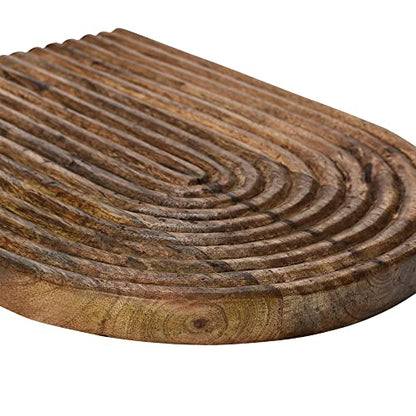 Main + Mesa Carved Arch Mango Wood Serving Board, Natural