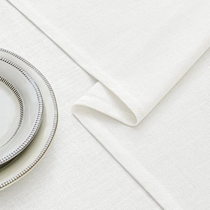 Natural Linen Square Tablecloth Neutral Wrinkle-Proof Faux Burlap Table Clothes for Dining 55 x144 - color: Natural, size: 55" x 144" (Rectangular)