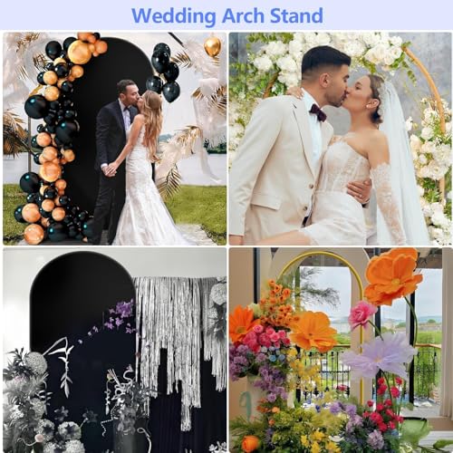 Metal Arch Backdrop Stand and Cover Set 7.2 ft, Wedding Arch Stand with Black Cover for Party, Birthday, Wedding, Bridal Shower, Baby Shower (Black, 7.2 ft) - color: Black, size: 7.2FT
