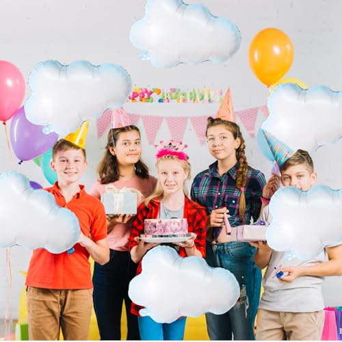 Biapian Large Cloud Balloons Set, 6 Pcs 30 Inch White Clouds Foil Balloons, Helium & Air Cloud Party Decorations for Girls Boys Baby Shower, Birthday, Wedding, Blue Sky Theme Supplies - style: Clouds