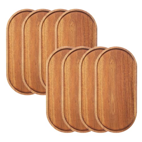 Linwnil Wood Serving Trays 12x5.5 Inch Charcuterie Boards Oval Wooden Plates Wood Serving Platter Cheese Dinner Plates Bulk for Dessert Snack Bread Fruit Appetizer Dishes ((12" x 5.5"_8 Pack) - size: 12" x 5.5"_8 Pack