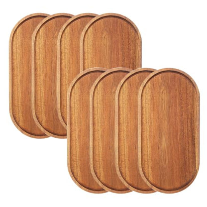 Linwnil Wood Serving Trays 12x5.5 Inch Charcuterie Boards Oval Wooden Plates Wood Serving Platter Cheese Dinner Plates Bulk for Dessert Snack Bread Fruit Appetizer Dishes ((12" x 5.5"_8 Pack) - size: 12" x 5.5"_8 Pack
