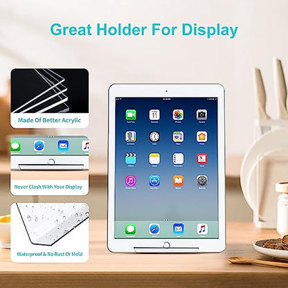 Boloyo Acrylic Book Stand Without Ledge,6 Inch 4PC Clear Acrylic Display Easel Transparent Display Stand Holder Tablet Holder for Displaying Pictures,Books,Artworks, CDs - size: 4PC