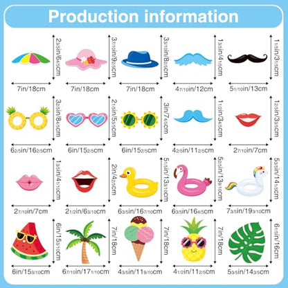 33Pcs Pool Party Photo Booth Props with Blue Frame, Summer Photo Booth Props for Hello Summer Pool Party Decorations, Hello Summer Beach Party Decorations