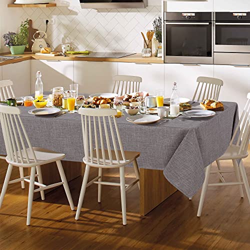 Fitable Faux Linen Tablecloth Rectangle 60 x 120 Inch - Rustic Fabric Table Cloth for 8 Foot Tables, Stone Faux Burlap Table Cover for Kitchen Dining, Party, Farmhouse - color: Stone, size: 60" x 120" (Rectangular)