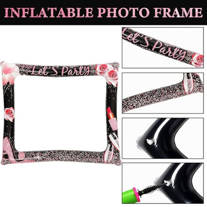 Birthday Photo Booth Props, Black Rose Inflatable Photo Booth Frame, 29PCS Photo Booth Props for Party Selfie Party Decorations and Gifts - size: Black Rose Birthday Inflatable Frame