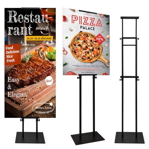 Floor Poster Board Stand, Double-Sided for Board & Foam Sign, Adjustable Metal Sign Holder, Height Up to 82Inches Poster Stand for Display Pedestal Sign Stand (1 Pack Poster Stand) - size: 1 Pack Poster Stand