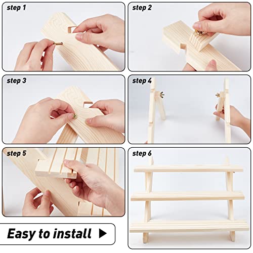 NBEADS 3-Tier Log Retail Earring Display Riser, Earring & Ring Holder Detachable Unfinished Wood Retail Jewelry Card Display Stand with Groove for Crafts Jewelry Showing Storage Display Collection - color: Wooden- L.W.Thi: 15.35x15.75x12.6"