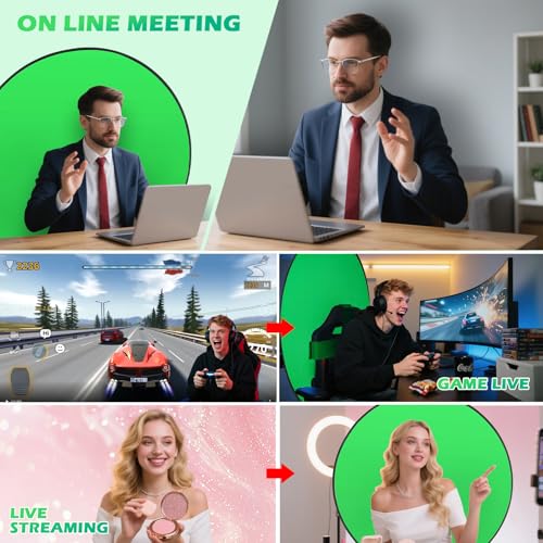 Portable Green Screen Chair, 57 in Collapsible Greenscreen Backdrop with Stand Double Sided Green Background, Chroma Key Backdrop for Zoom/Streaming, Gaming & Meetings - size: 57in
