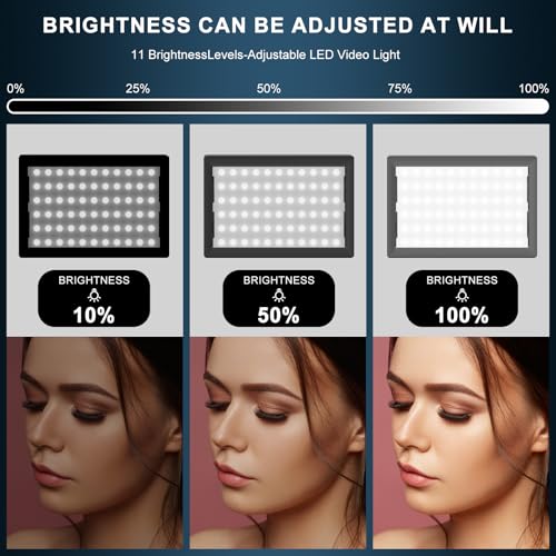 Jiang&Rong 2 Pack LED Video Lighting Kit - 5600K Adjustable USB Studio Light with Barndoor, 9 Colors, for Photography, Streaming, YouTube, TikTok, Film, Recording Studio, Camera Photo Light