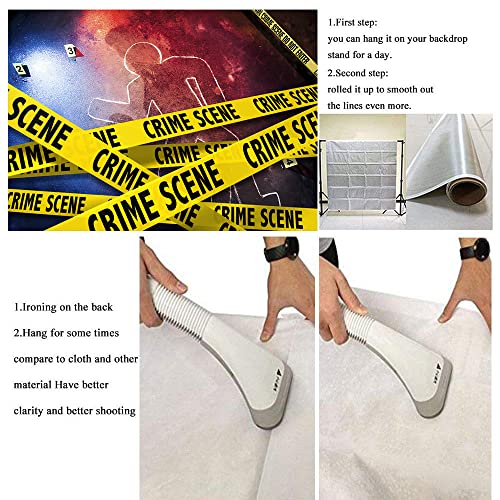 Crime Scene Photography Backdrop Body Silhouette Caution Barricade Tape Background Do Not Enter Party Decorations for Halloween Party Photo Booth Studio Props Cake Table Banner 7x5ft BJZSME133