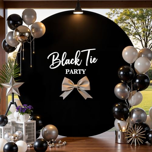 6.5ft Black Round Backdrop Cover for 6.5ft / 6.6ft Circle Stand, Wrinkle Free Stretchy Circle Arch Round Backdrop Cover for Party Wedding Birthday Baby Shower Photography - color: Black, size: 6.5 FT