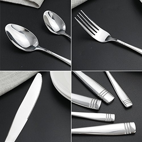Obstnny 80-Piece Flatware Set Stainless Steel, Service for 16 - size: 80-piece flatware set