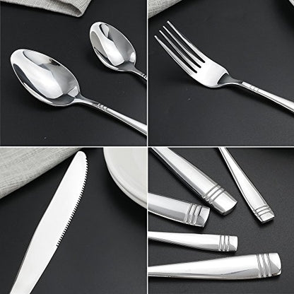 Obstnny 80-Piece Flatware Set Stainless Steel, Service for 16 - size: 80-piece flatware set