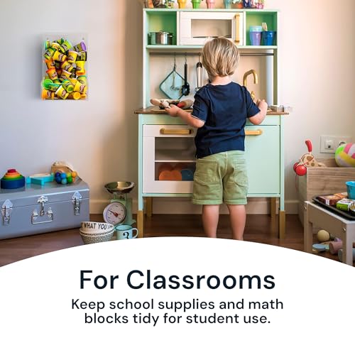 SimplyImagine Single Acrylic Toy Dispenser for Kids - High-Volume Toy Foam Blasters, Car & Building Block Storage Bin - Wall Mount or Countertop Clear Hanging Organizer for Nursery & Playroom - size: Single Divided