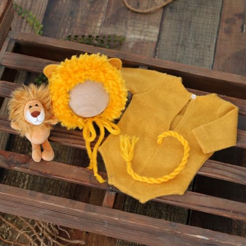 Newborn Baby Photo Shoot Props Girl Boy Crochet Knit Hat Costume Stripe Hat Pants Overalls Photography Props - color: Yellow a