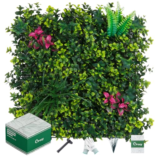 Grooy Boxwood Roll Panels, Grass Wall 20"x20"(8PCS), Grass Backdrop, Privacy Screen, Sun Protected Green Wall Decor for Outdoor, Indoor, Garden, Backyard and Décor - color: Mint, size: 8PCS 20''x20''