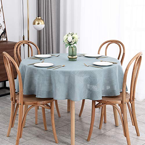 maxmill Lux Faux Linen Tablecloth with Slubby Yarn Textured Weaves Wrinkle Resistant Anti-Shrink Soft Table Cloth for Kitchen Dining Restaurant Tabletop for Event Dinner Round 70 Inch Slate Blue - color: Lux Slate Blue, size: 70" (Round)