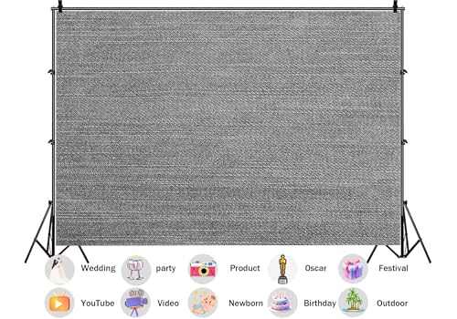 20X10ft Fabric Gray Woven Linen Texture Solid Color Backdrop Neutral Tweed Surface Background for Minimalist Birthday Party Decorations Simple Clean Photo Studio Props - size: 20X10ft