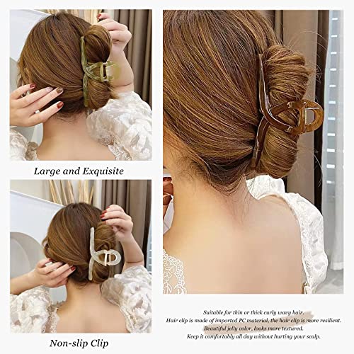 Big Hair Claw Clips - Butterfly Hair Accessories for Women and Girls with Long, Thick Hair - Large 5.1 Jelly Clips, 4 Pcs, Mother's Day Gifts - color: JellyHairClips4