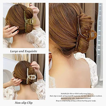Big Hair Claw Clips - Butterfly Hair Accessories for Women and Girls with Long, Thick Hair - Large 5.1 Jelly Clips, 4 Pcs, Mother's Day Gifts - color: JellyHairClips4
